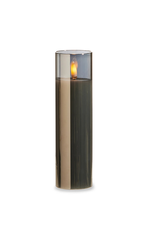 2”x7” Smoke Glass Ivory Pillar Candle