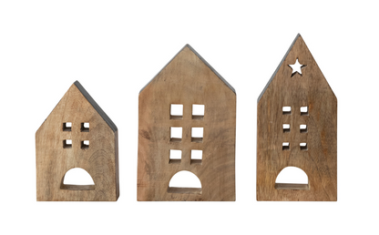 Mango Wood Houses w/Black Edges