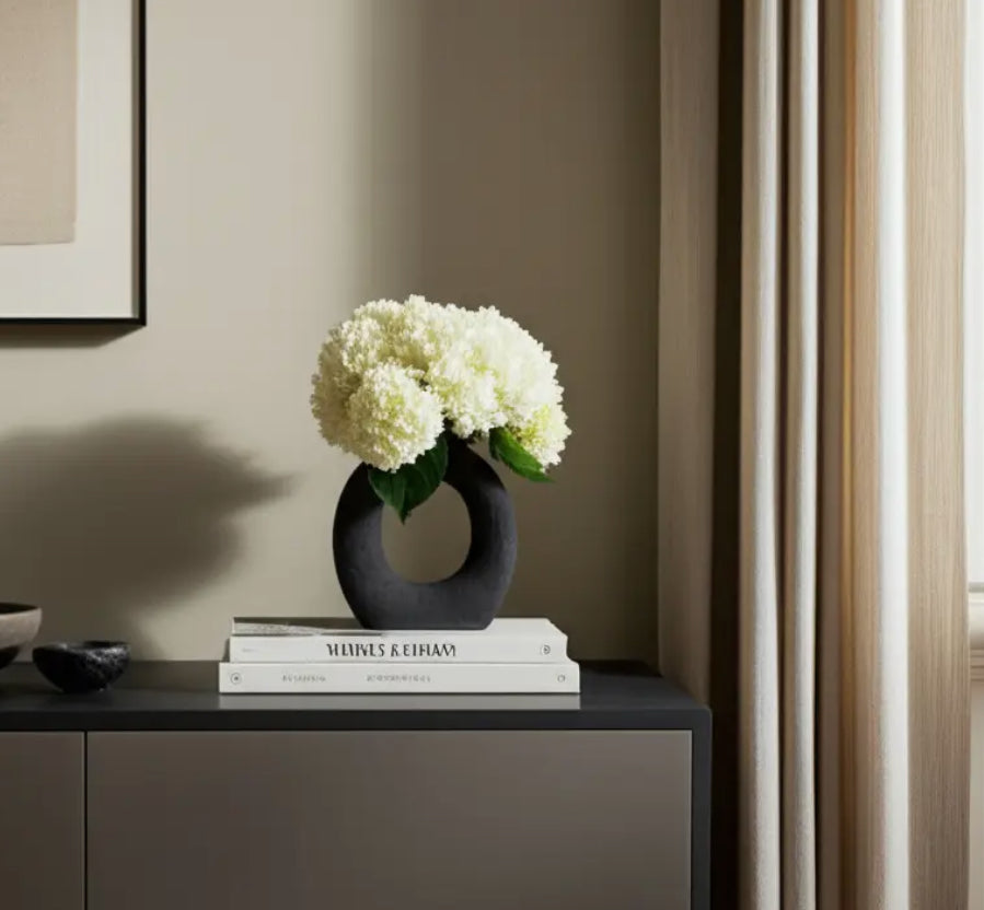7” Black Rough Finish Open Cut-Out Vase