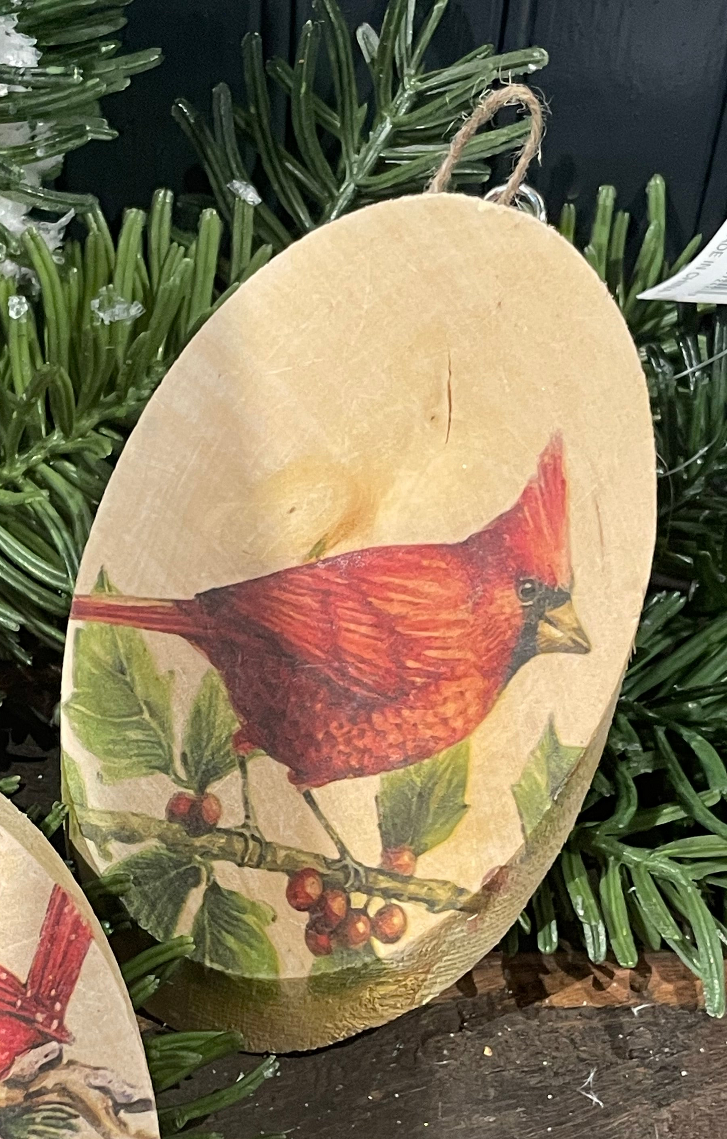 Wood Cardinal Ornament - 2 styles to choose from