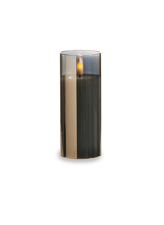 2”x5” Smoke Glass Ivory Pillar Candle