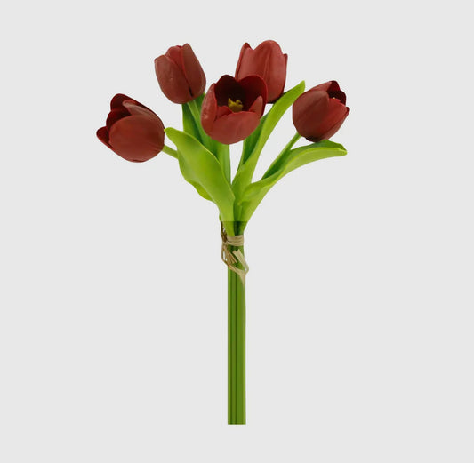 Apple Red Real Touch Open Tulips x5 Stems