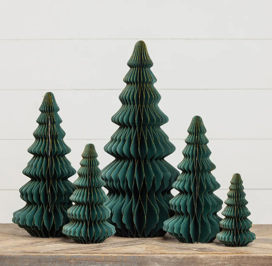 12.75” Emerald Green W/Gold Trim Paper Tree