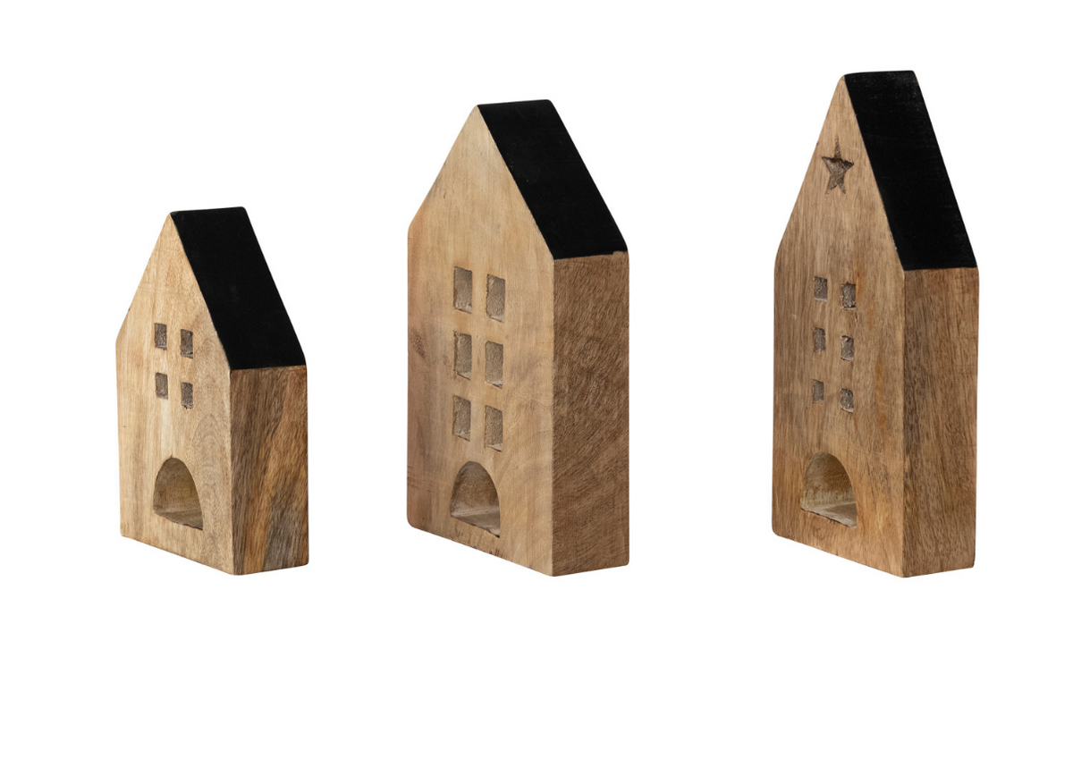 Mango Wood Houses w/Black Edges