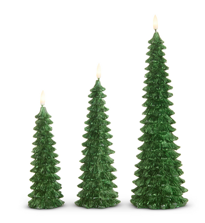 Set/3 Glittered Green Trees