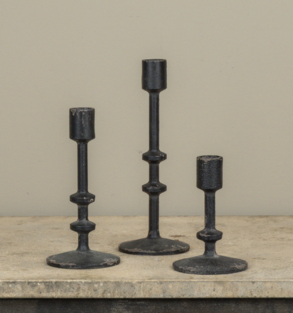 7.25” Aged Black Taper Candlestick
