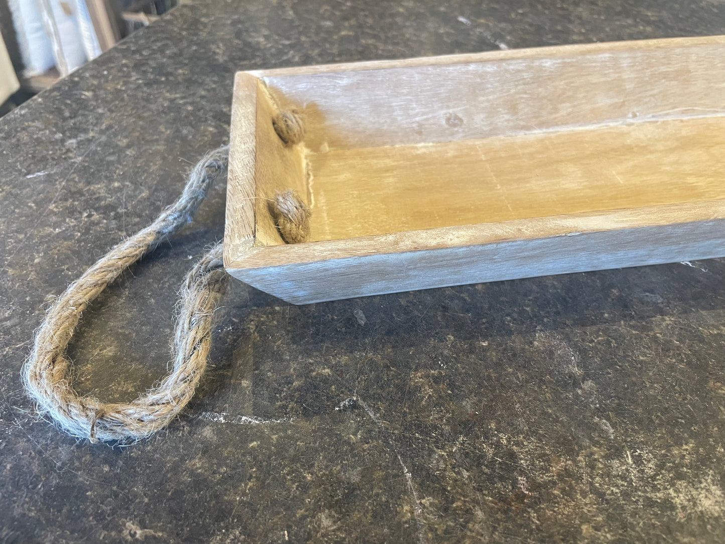 Mango Wood Tray w/Rope Handles