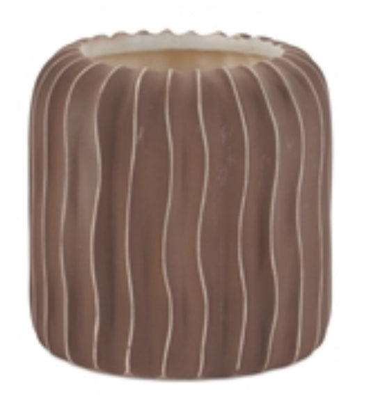 Brown Textured Striped Pottery