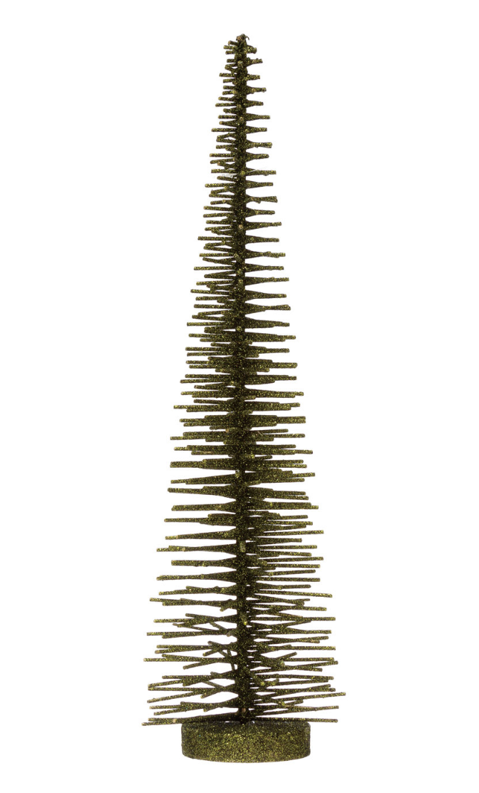 20-1/2”H Green Rattan Tree w/Wood Base