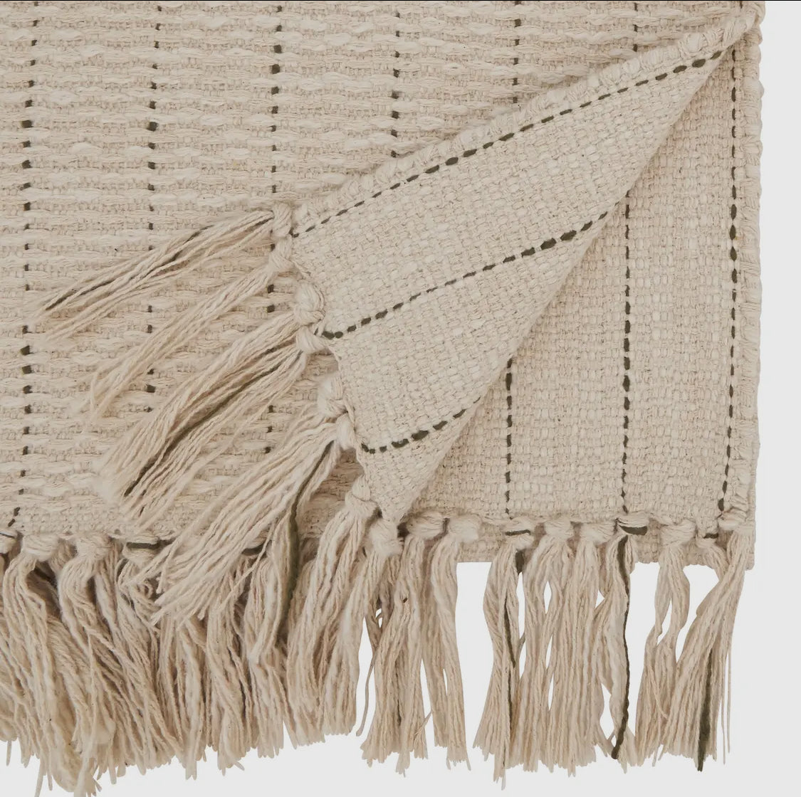 Stripe Sophistication Fringe Tassels Table Runner