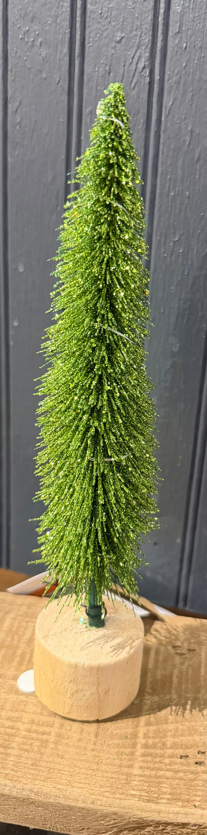 Bottle Brush Tree w/Led Lights & Wooden Base