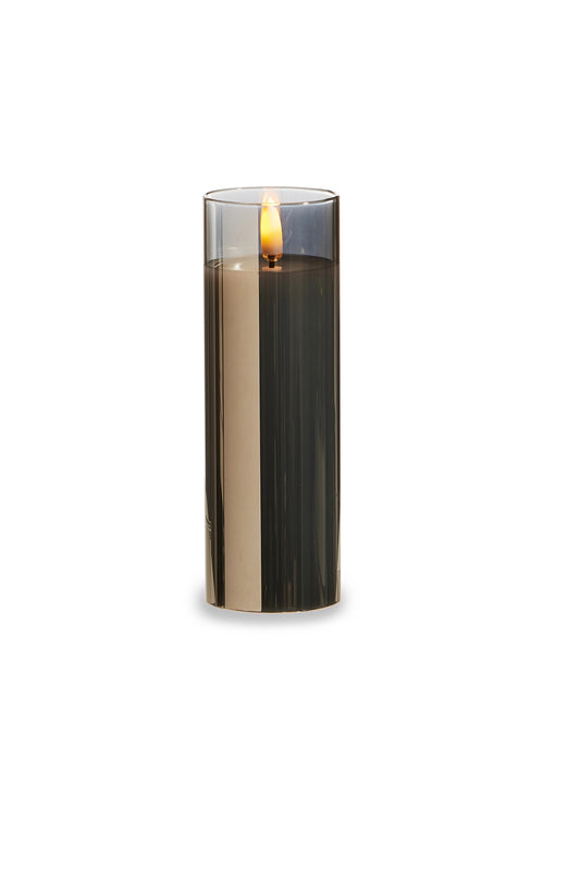 2”x6” Smoke Glass Ivory Pillar Candle
