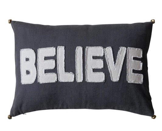 Cotton Lumbar Pillow “Believe”