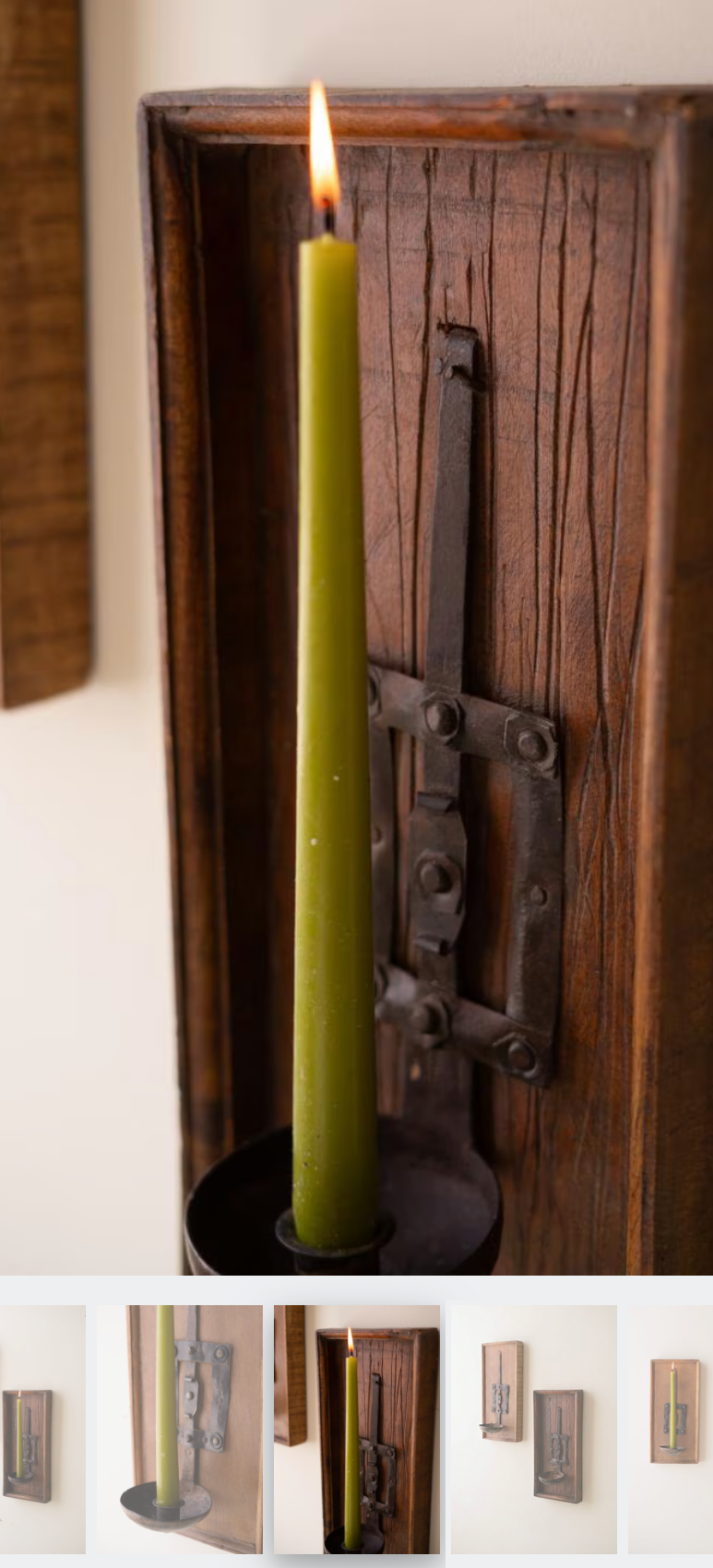 Wooden Wall Sconce w/RepurposedIron Ladle Candle Holder