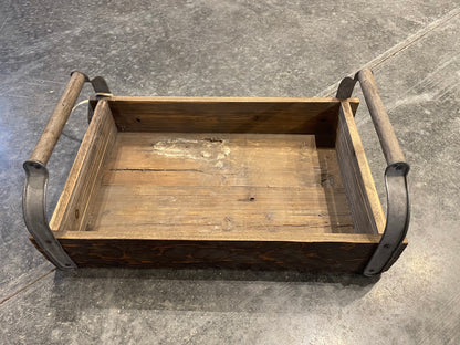 Rustic Wood Tray w/Metal & Wood Handles