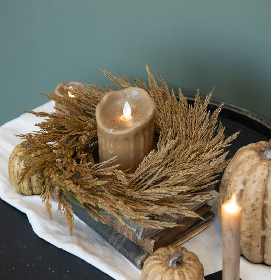12” Dark Gold Wheat Candle Ring