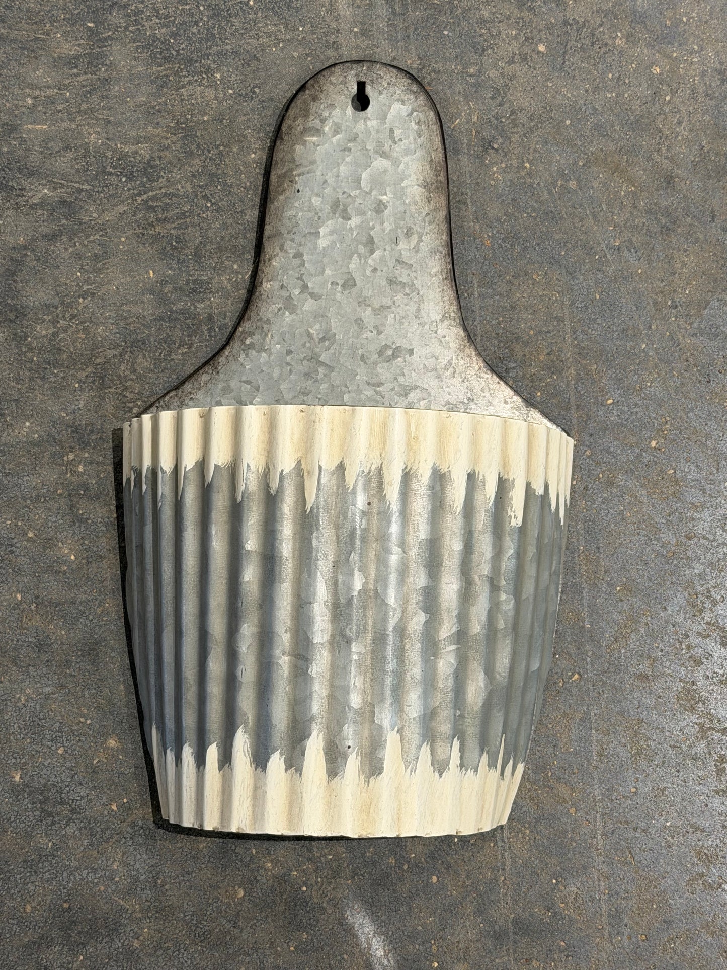 Whitewashed/Galvanized Wall Basket