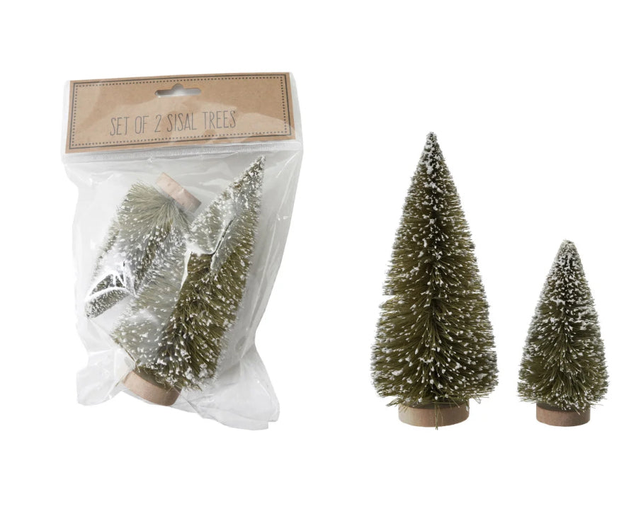 Bottle Brush Tree w/Snow & Wood Baseb