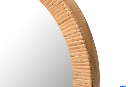 Rattan Wrapped Wood Framed Wall Mirror
