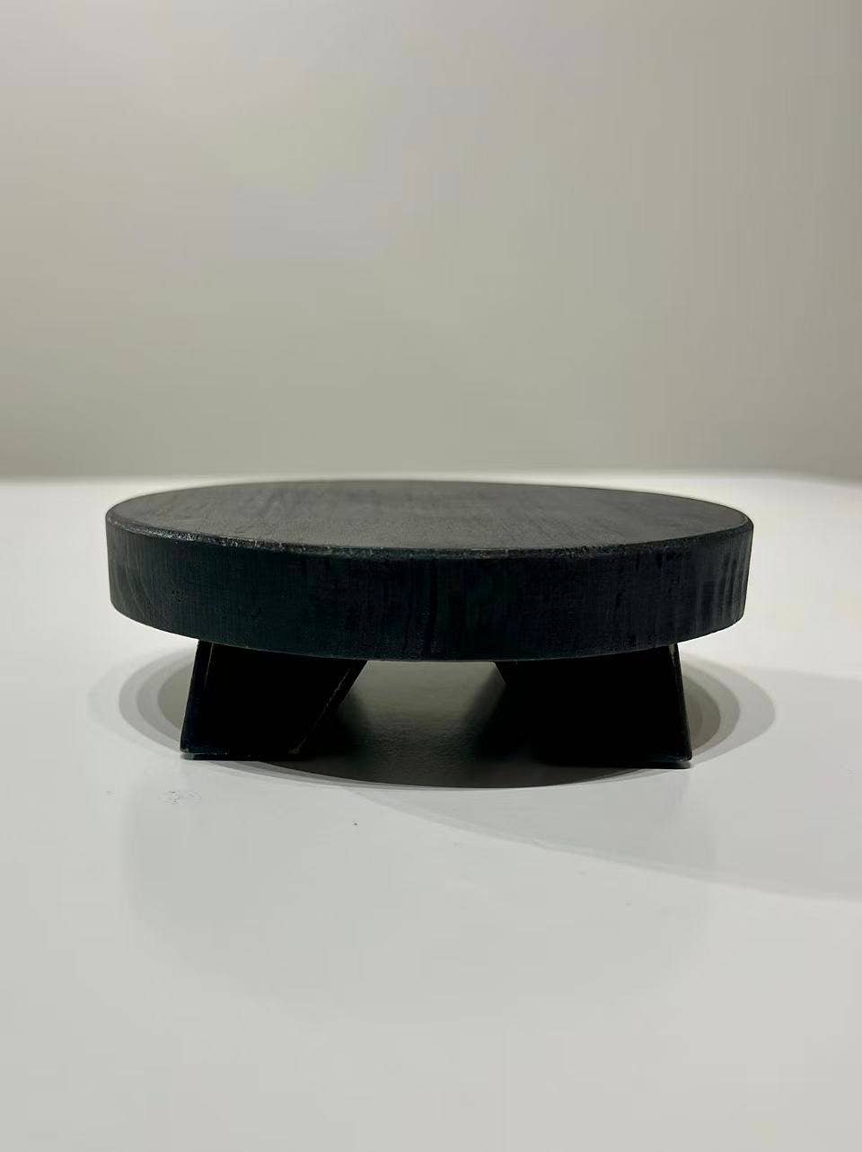 Wood Riser (ROUND MINI) 6x6x2" home decor, black - 11024