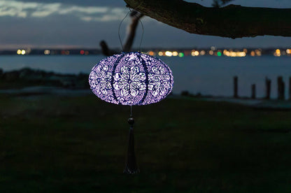 *NEW* Stella Tassel 25.5" Oval Solar Lantern - Sky Blue