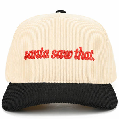 C.C SANTA SAW THAT Letter Corduroy Trucker Cap