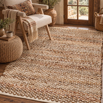 Boucle Jute/Cotton Rug-Natural Jute/Ivory-4'x6'