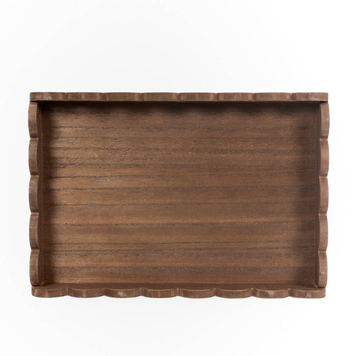 Wood scallop tray home decor, 13x9x2, espresso - 17008
