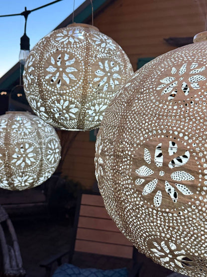 *NEW* Stella Luxe 18" Globe Boho Battery Lantern - Pearl