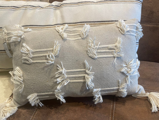 Tri- Lined Frayed PillowPillow