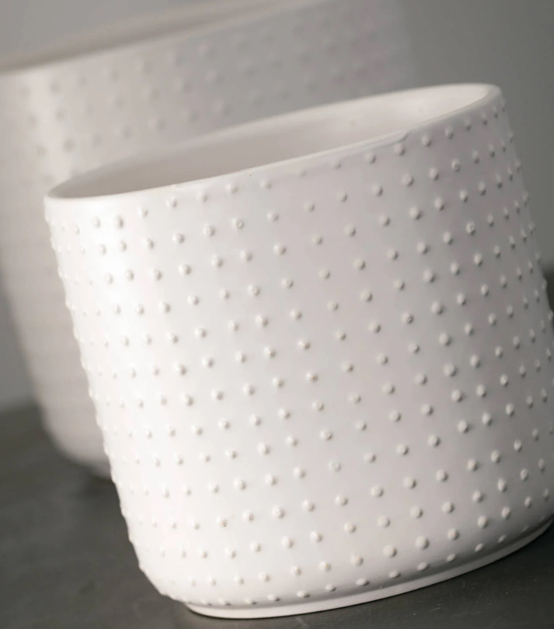 6” White Dotted Planter