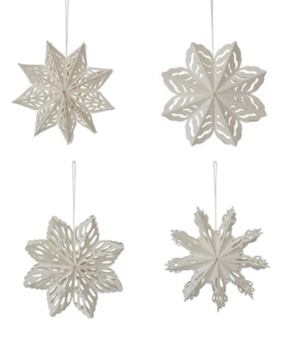 Handmade Recycled Paper Folding Snowflake Ornaments