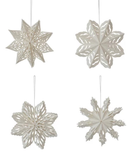Handmade Recycled Paper Folding Snowflake Ornaments