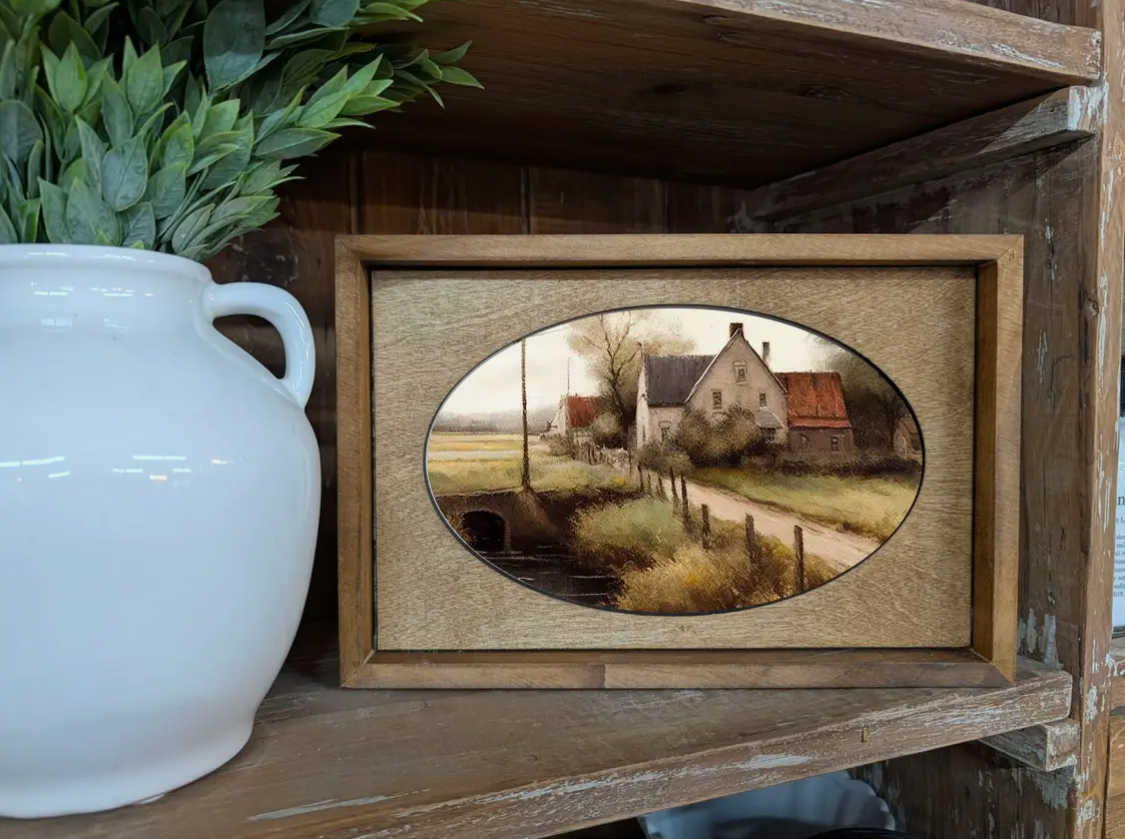 Box Framed Canvas Art Dirt Lane Farmhouse