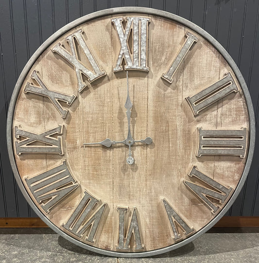 Wood/Galvanized Clock