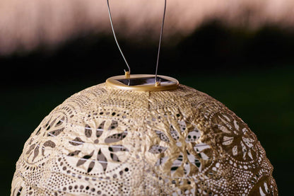 Stella Boho 12" Globe Solar Lantern - Pearl