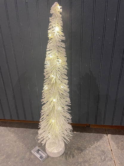 24” White Bristle Tree w/Lights