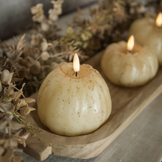 4" CREAM 3D FLAME TALL PUMPKIN CANDLE