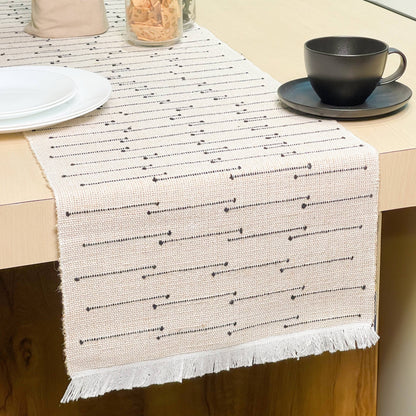 SEDONA TABLE RUNNER, NATURAL-BLACK, 14''x72''