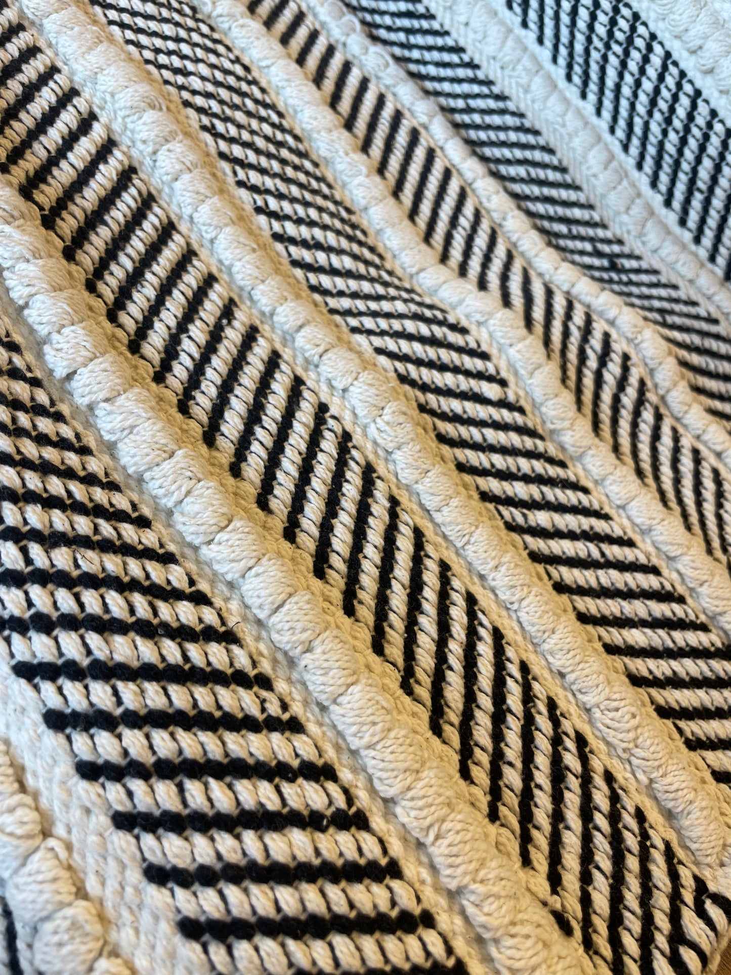 Black/Natural Striped Table Runner