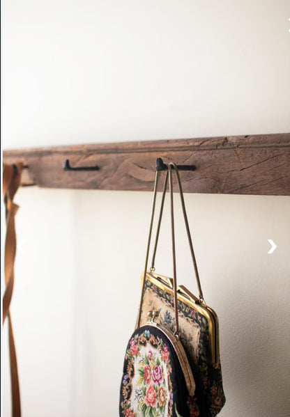 Recycled Wood Coat Rack w/Forged Iron Hooks