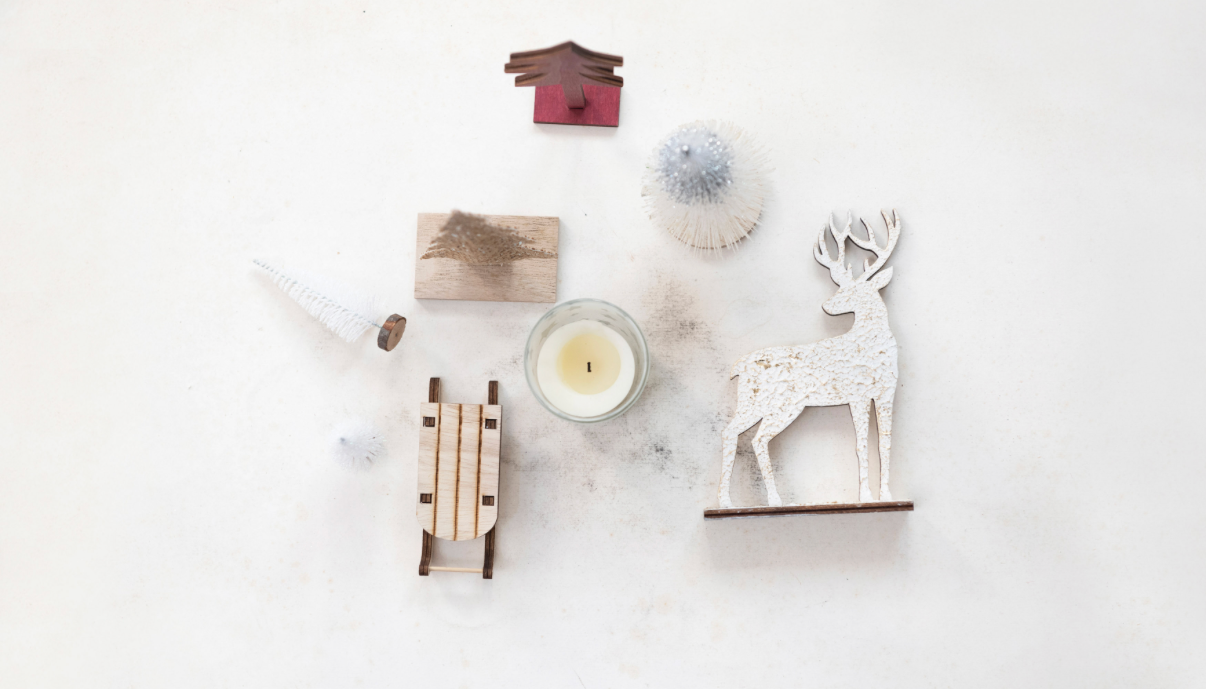 Garden Kit w/Bottle Brush Trees, Tealight & Wood Figures-S/13