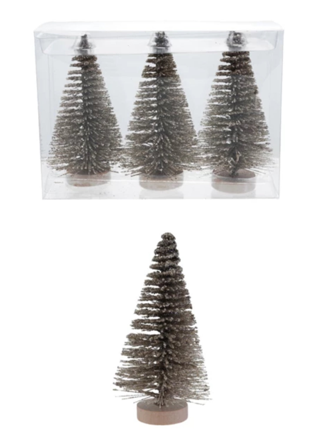4-1/2” Antique Silver Bottle Brush Tree set/3