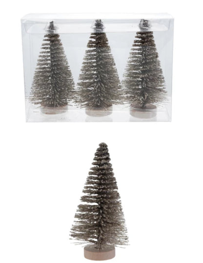 4-1/2” Antique Silver Bottle Brush Tree set/3