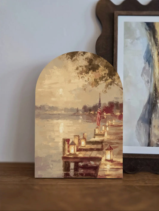 6”x4” Lakeside Lantern Dock Wood Print