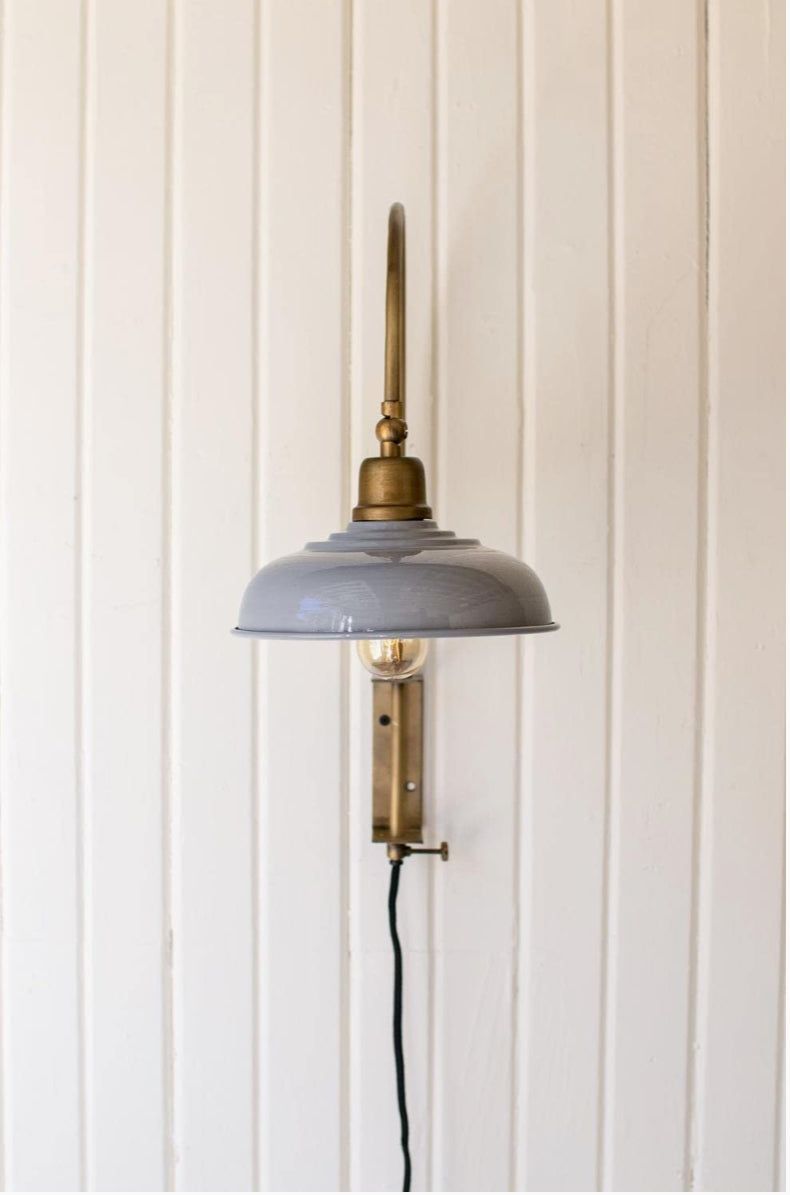 Metal Wall  Light w/ Grey Shade