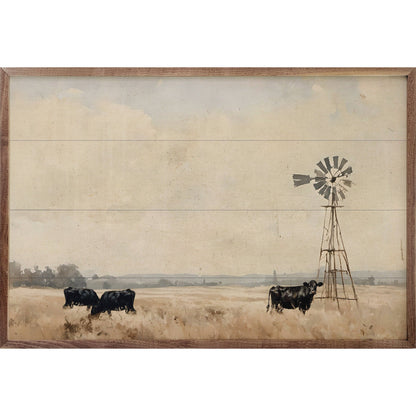 Black Cattle With Windmill