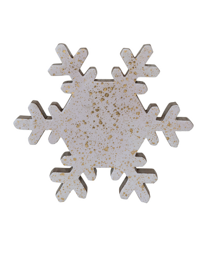 Handmade Enameled Mango Wood Snowflake w/Gold Glitter