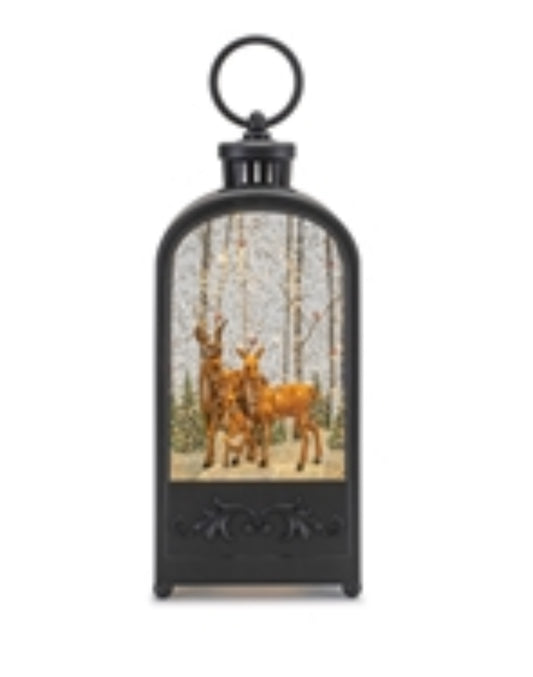 9.5”H LED Snow Globe w/Deer & Trees