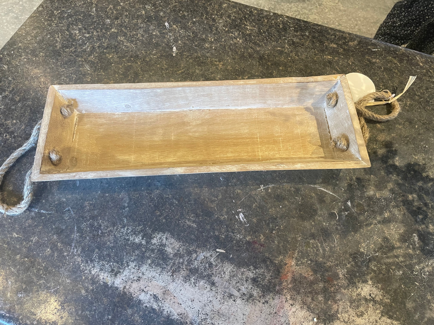 Mango Wood Tray w/Rope Handles